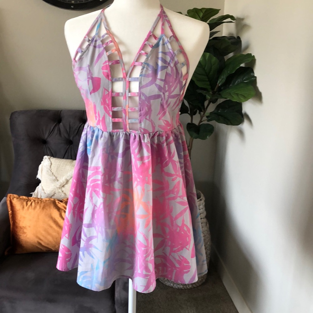 Women's Pink & Lavender Halter Sundress
